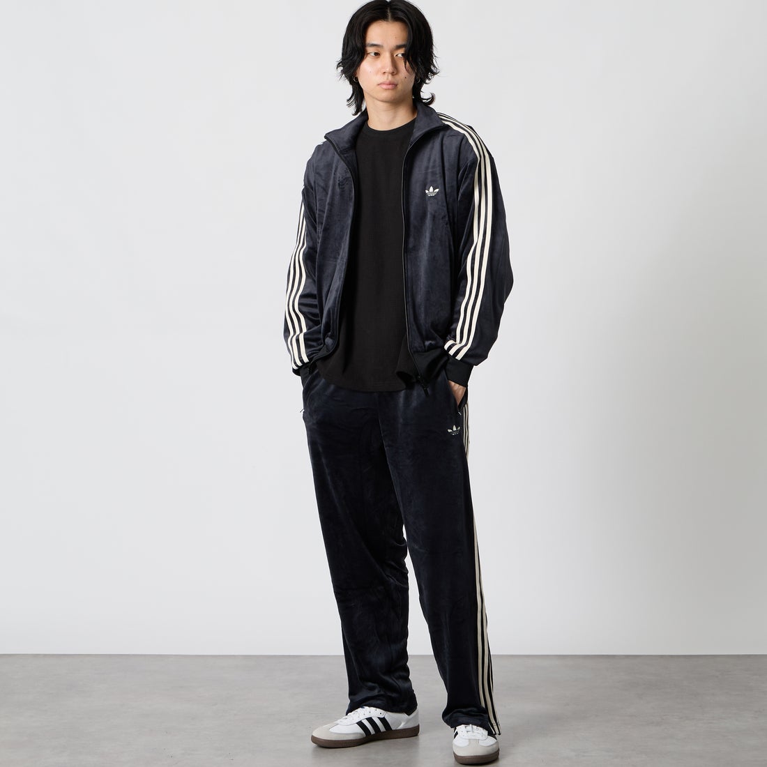 adidas Originals [アディダス オリジナルス] ファイヤーバード ベロア トラックトップ [ZQ134] LC8070 &&モデル身長：177cm 着用サイズ：M&&