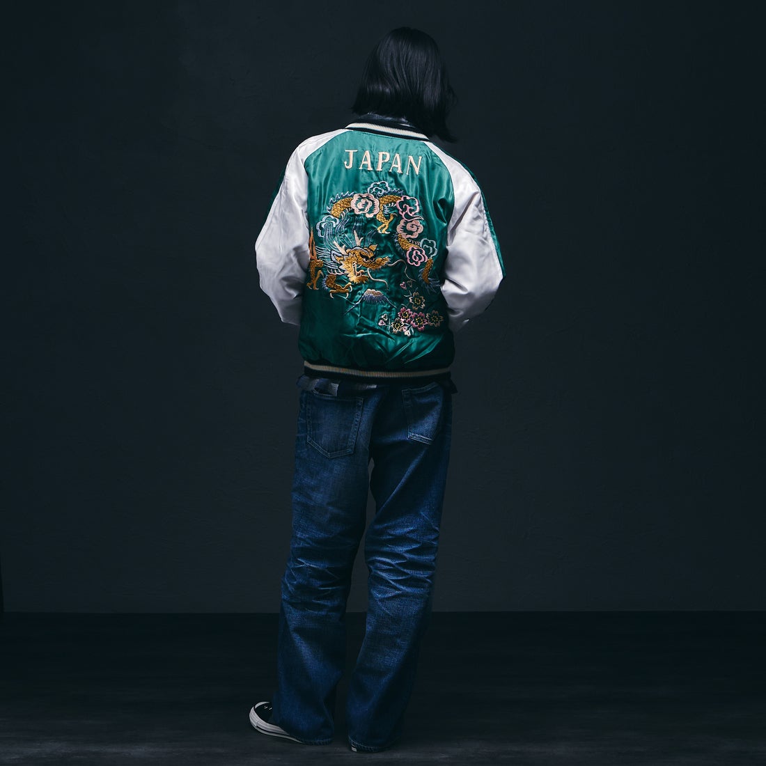 TAILOR TOYO [テーラートウヨウ] 別珍2トーン スーベニアジャケット [TT15975] 119 BLK/BE &&モデル身長：175cm 着用サイズ：L&&