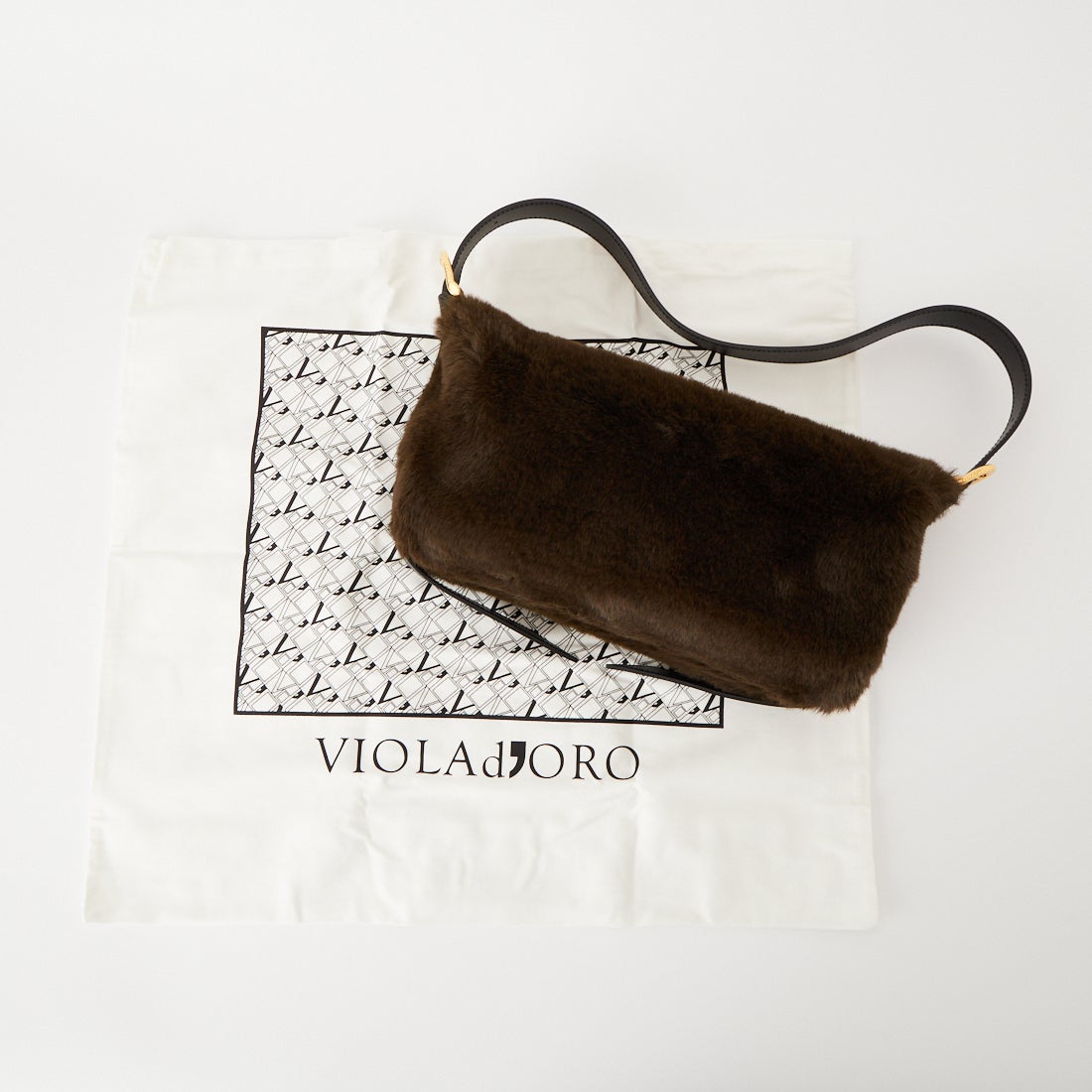 VIOLAd'ORO [ヴィオラドーロ] ELMO レッキスラビットエコファー ワンショルダーバッグ [V-9099] D/BROWN