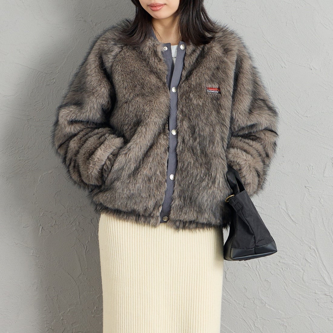 HELLO CALIF [ハローカリフ] ファーボンバージャケット [HC-264-097] GRYGE &&モデル身長：162cm 着用サイズ：S&&