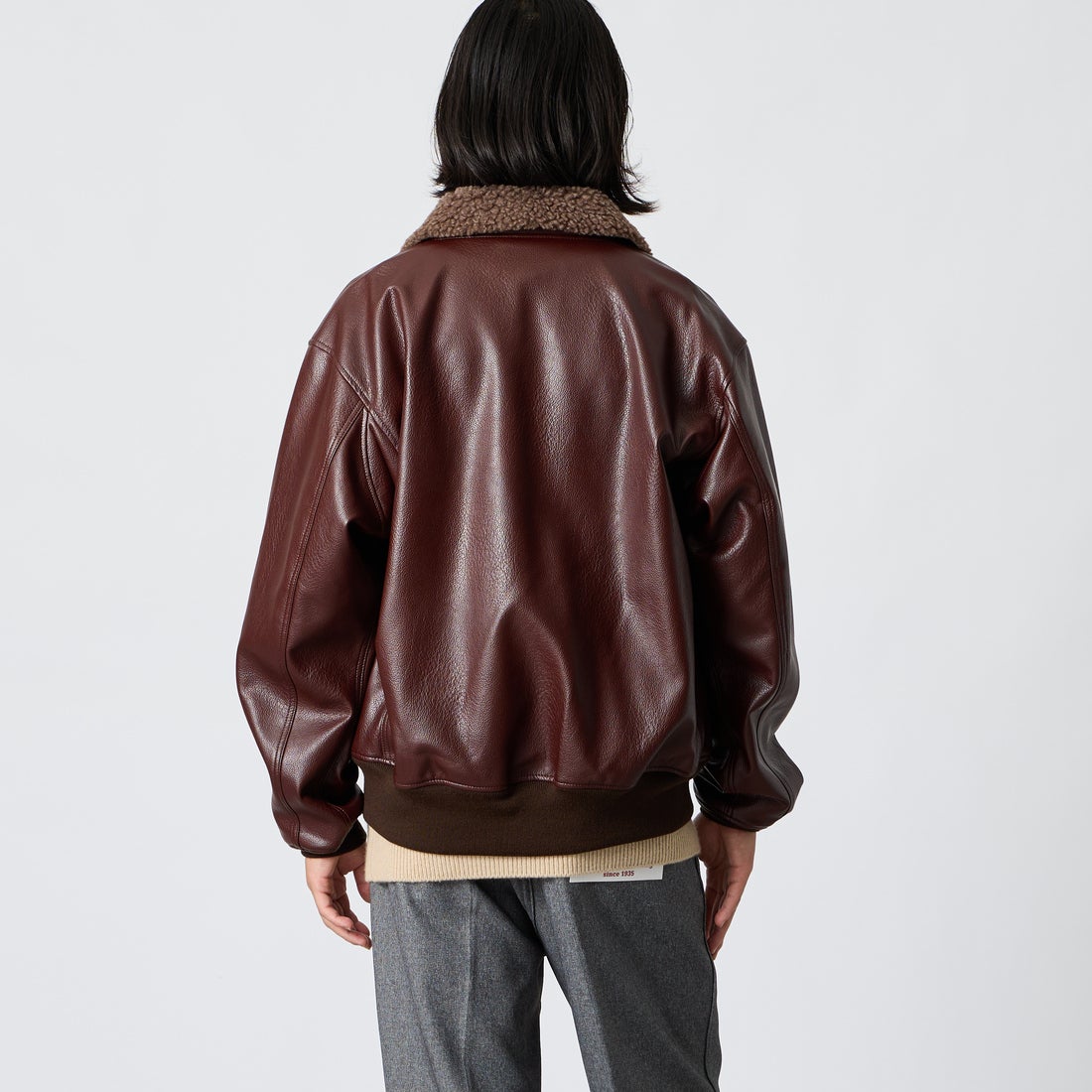 KIFFE [キッフェ] 別注 B-10 フェイクレザーフライトジャケット [KF262LE00130-JF] DK.BROWN &&モデル身長：175cm 着用サイズ：L&&