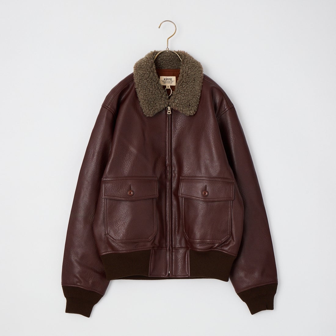 KIFFE [キッフェ] 別注 B-10 フェイクレザーフライトジャケット [KF262LE00130-JF] DK.BROWN