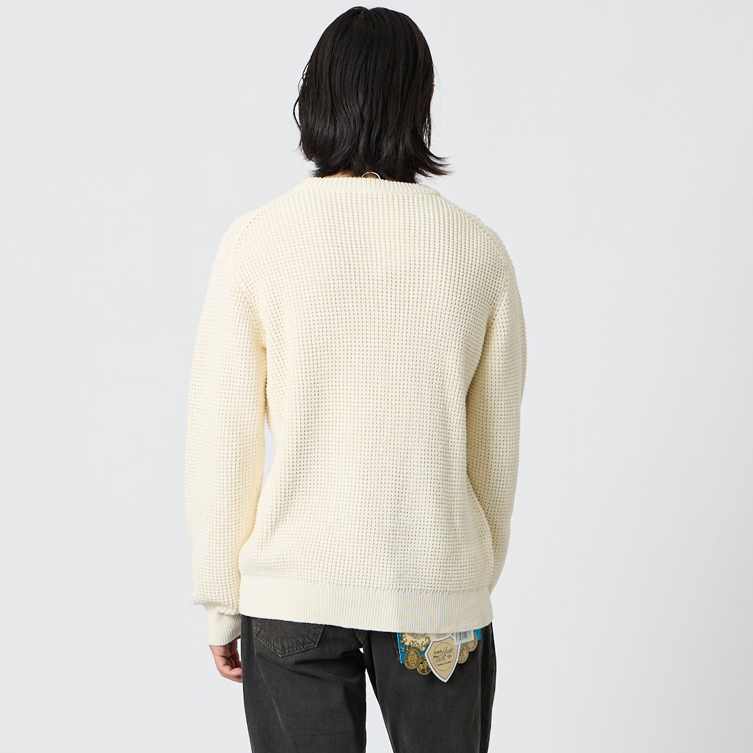 LACOSTE [ラコステ] ワッフルニットセーター [AH018] S7G ECRU &&モデル身長：175cm 着用サイズ：3&&
