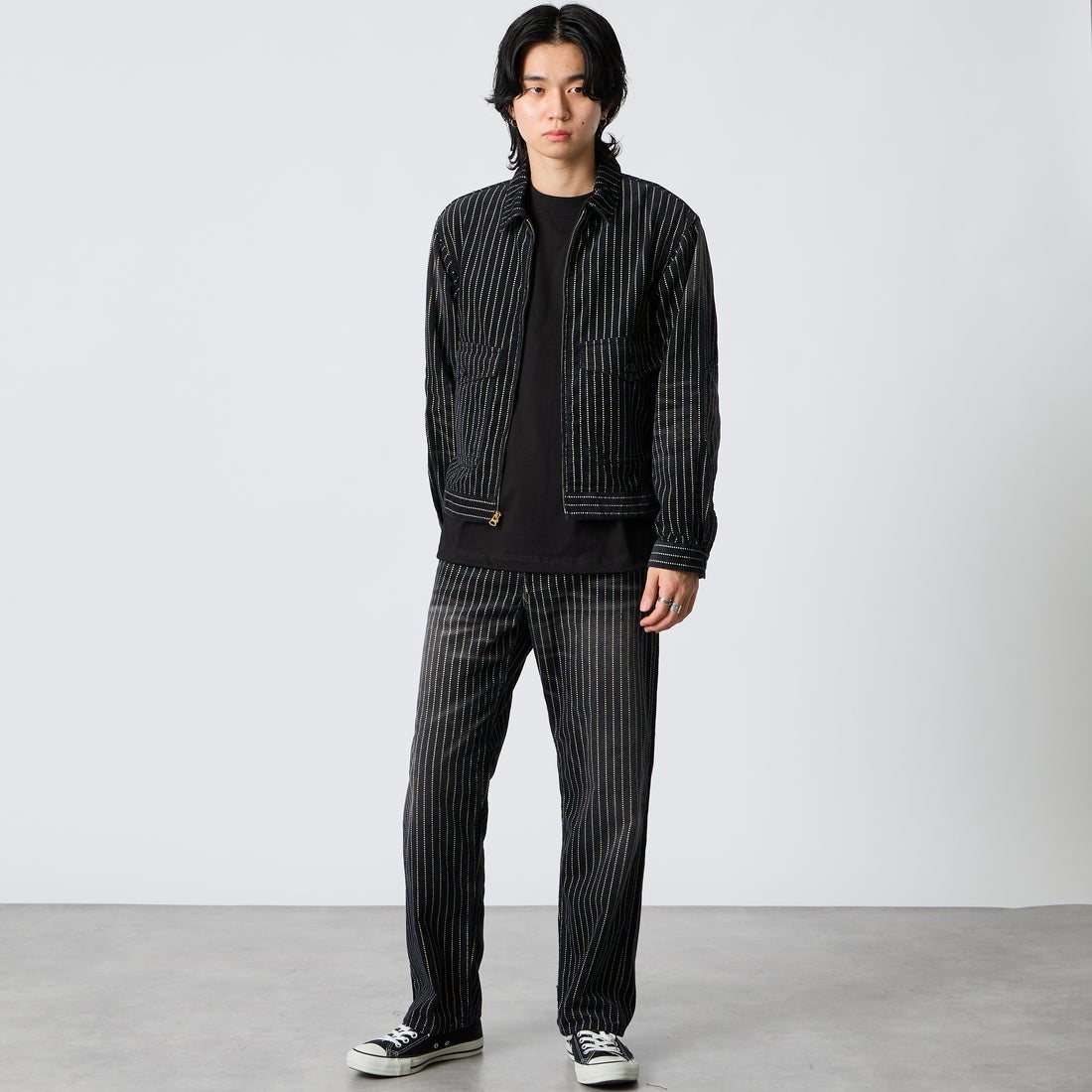 Schott [ショット] インディゴ コーデュロイ パンツ [7826210007] 010 BLACK &&モデル身長：177cm 着用サイズ：30&&