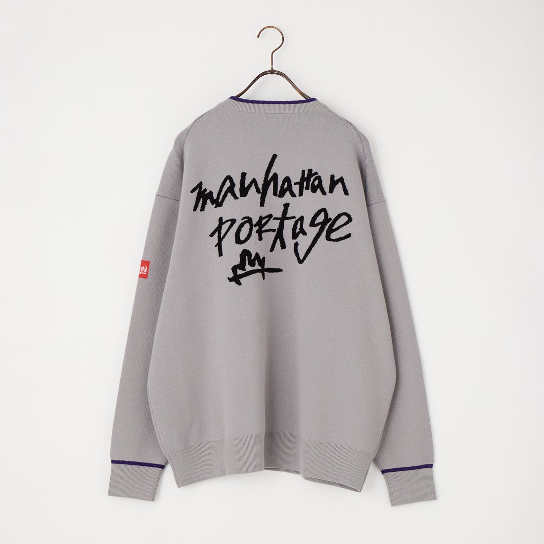 MANHATTAN PORTAGE [マンハッタンポーテージ] 別注 手描き風 バックデザインジャガードニット [26FWMP-IN93-JF] L.GRAY/PPL