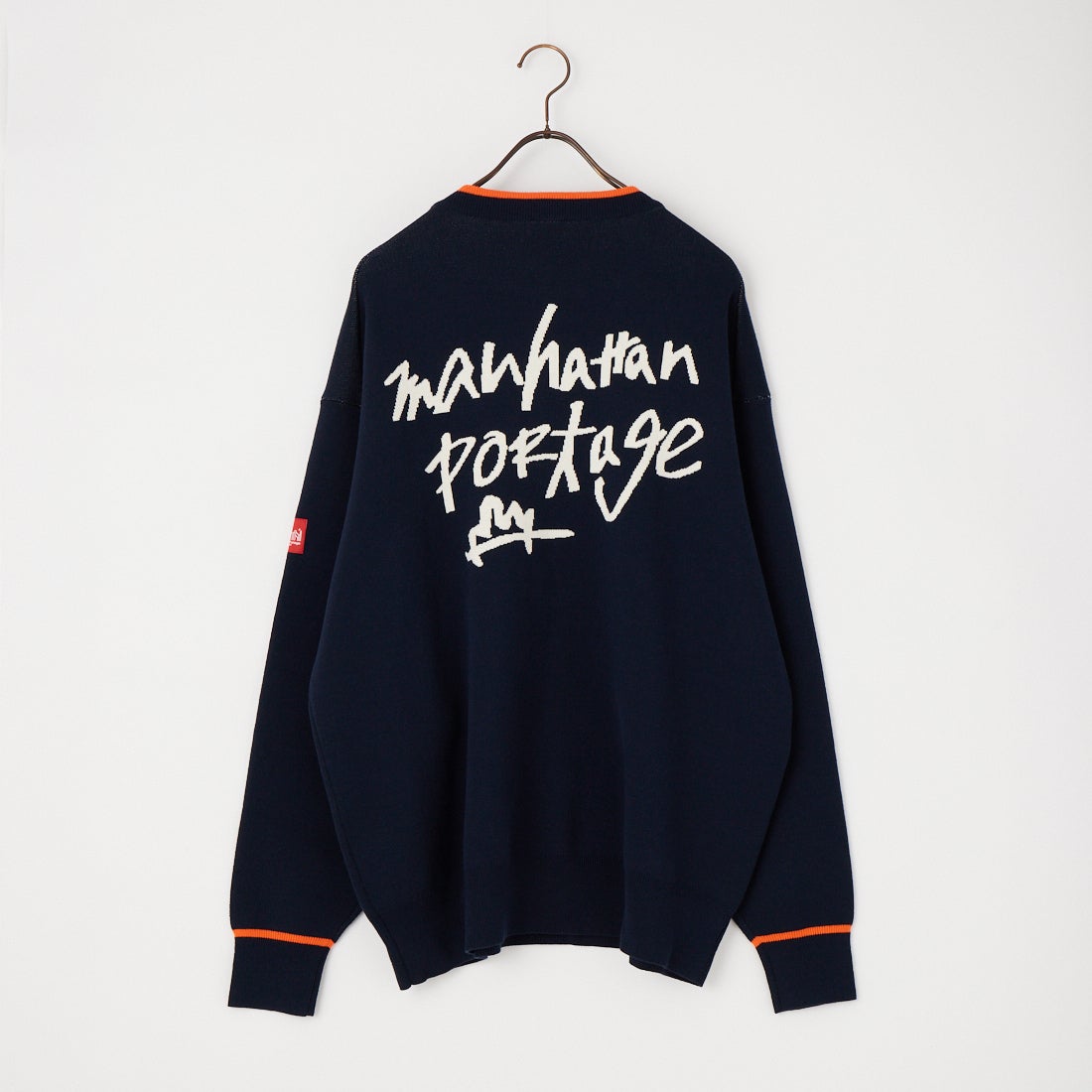 MANHATTAN PORTAGE [マンハッタンポーテージ] 別注 手描き風 バックデザインジャガードニット [26FWMP-IN93-JF] NAVY/ORANG