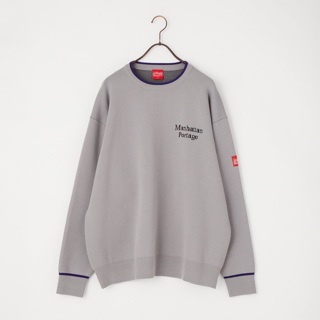 MANHATTAN PORTAGE [マンハッタンポーテージ] 別注 手描き風 バックデザインジャガードニット [26FWMP-IN93-JF] L.GRAY/PPL