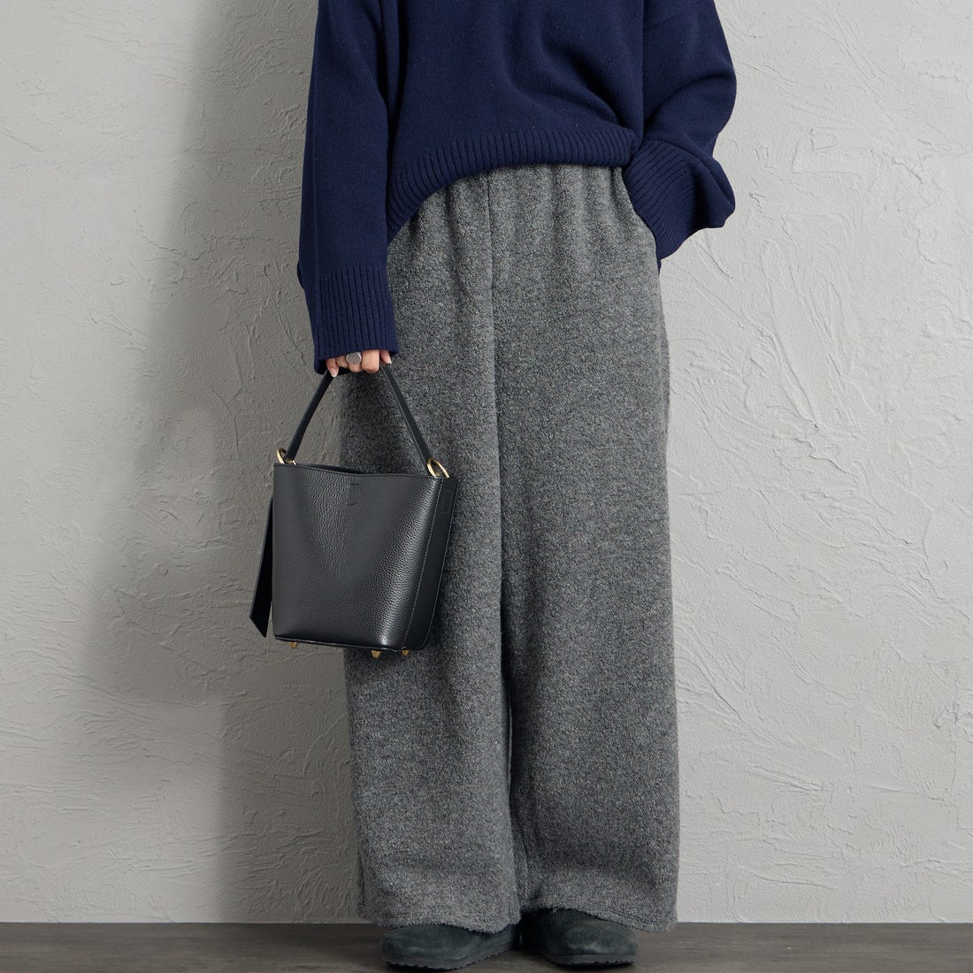 mizuiro ind [ミズイロインド] ボアイージーパンツ [3-260096] 91 GRAY &&モデル身長：156cm 着用サイズ：F&&