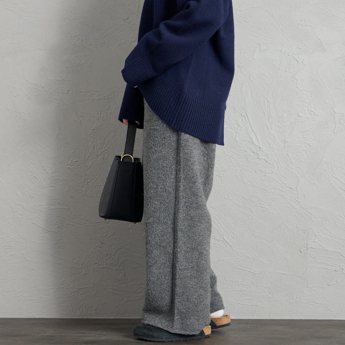mizuiro ind [ミズイロインド] ボアイージーパンツ [3-260096] 91 GRAY &&モデル身長：156cm 着用サイズ：F&&
