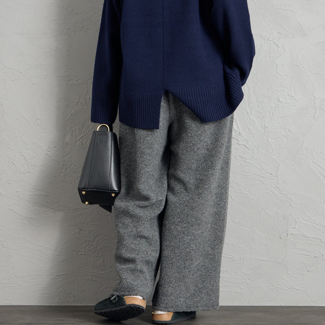 mizuiro ind [ミズイロインド] ボアイージーパンツ [3-260096] 91 GRAY &&モデル身長：156cm 着用サイズ：F&&