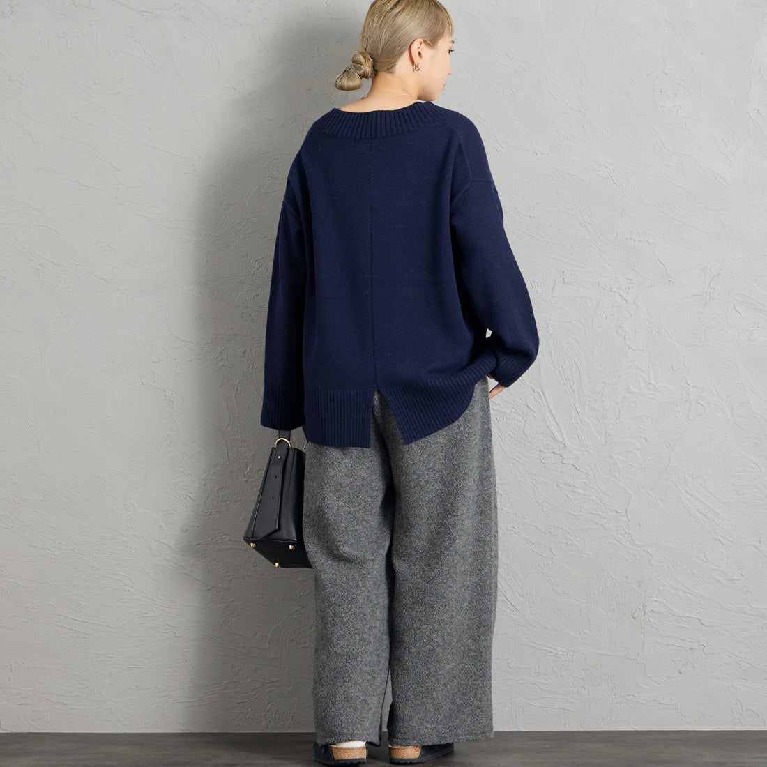 mizuiro ind [ミズイロインド] ボアイージーパンツ [3-260096] 91 GRAY &&モデル身長：156cm 着用サイズ：F&&