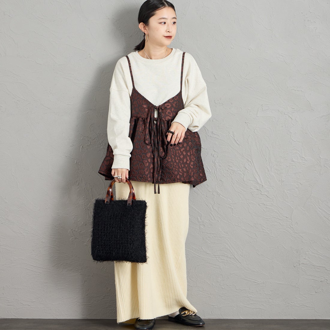 CACHELLIE [カシェリエ] シャギーニット トートバッグ [C8958] BLACK