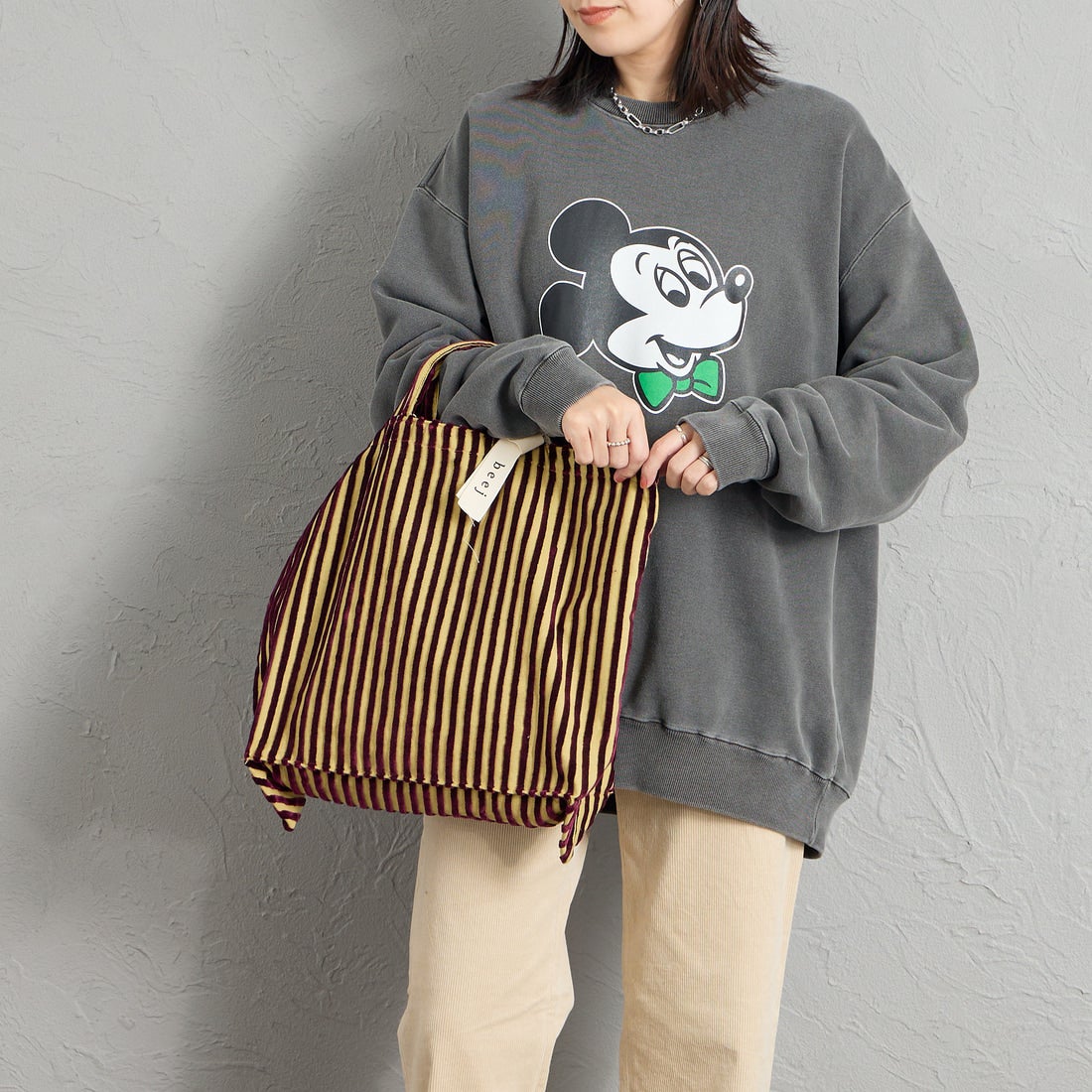 beej [ビージ] パイルストライプバッグ [26FW-PWMI-IT007] MUSTARD