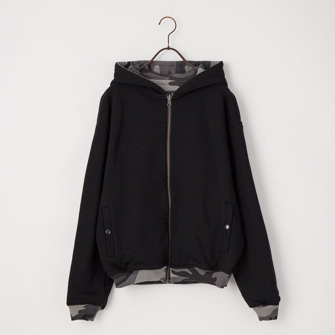 XLARGE [エクストララージ] リバーシブル カモ ジップパーカー [101264012004] BLACK
