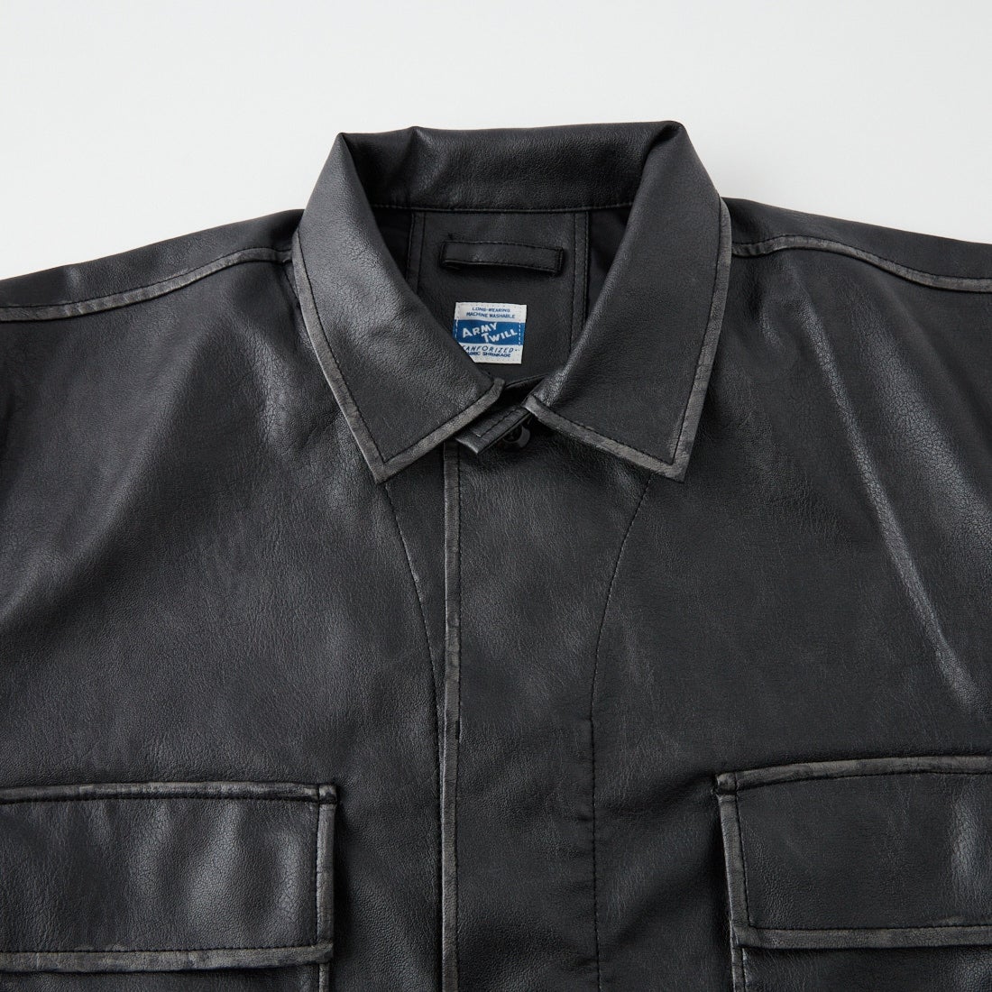ARMY TWILL SANFORIZED [アーミーツイル サンフォライズド] ヴィーガンレザージャケット [AM-2654002] BLACK