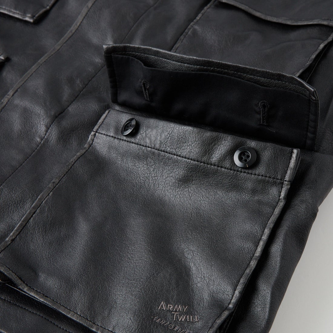 ARMY TWILL SANFORIZED [アーミーツイル サンフォライズド] ヴィーガンレザージャケット [AM-2654002] BLACK