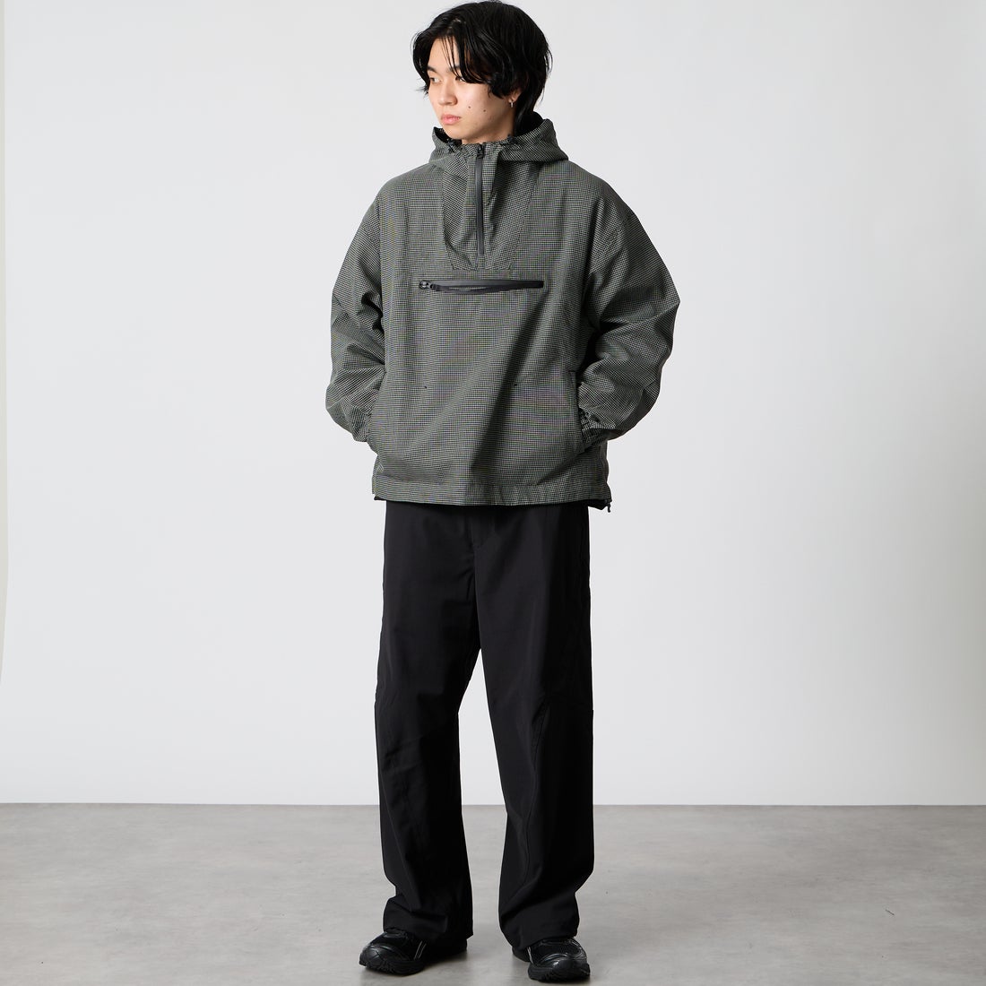 YDOT [ワイドット] TEXNIC アノラックジャケット [YU41807] BLACK &&モデル身長：177cm 着用サイズ：M&&