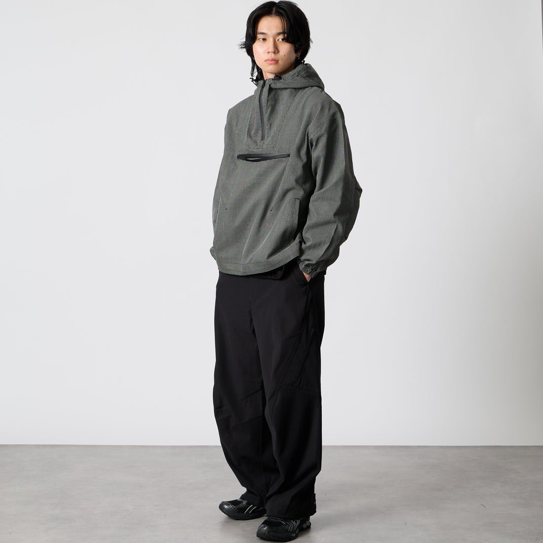 YDOT [ワイドット] TEXNIC アノラックジャケット [YU41807] BLACK &&モデル身長：177cm 着用サイズ：M&&