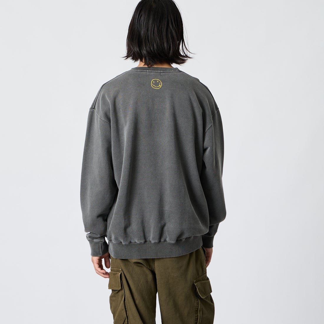 GOOD ROCK SPEED [グッドロックスピード] 別注 NIRVANA プリントスウェット [INTN-082-JF] CHARCOAL &&モデル身長：175cm 着用サイズ：XL&&