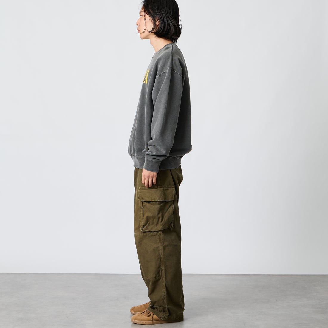 GOOD ROCK SPEED [グッドロックスピード] 別注 NIRVANA プリントスウェット [INTN-082-JF] CHARCOAL &&モデル身長：175cm 着用サイズ：XL&&