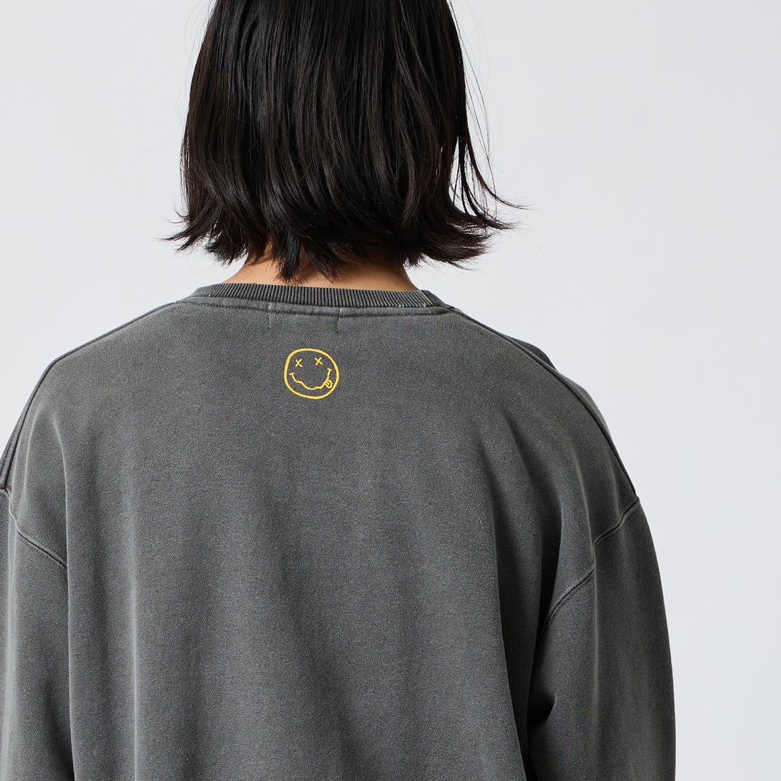 GOOD ROCK SPEED [グッドロックスピード] 別注 NIRVANA プリントスウェット [INTN-082-JF] CHARCOAL &&モデル身長：175cm 着用サイズ：XL&&