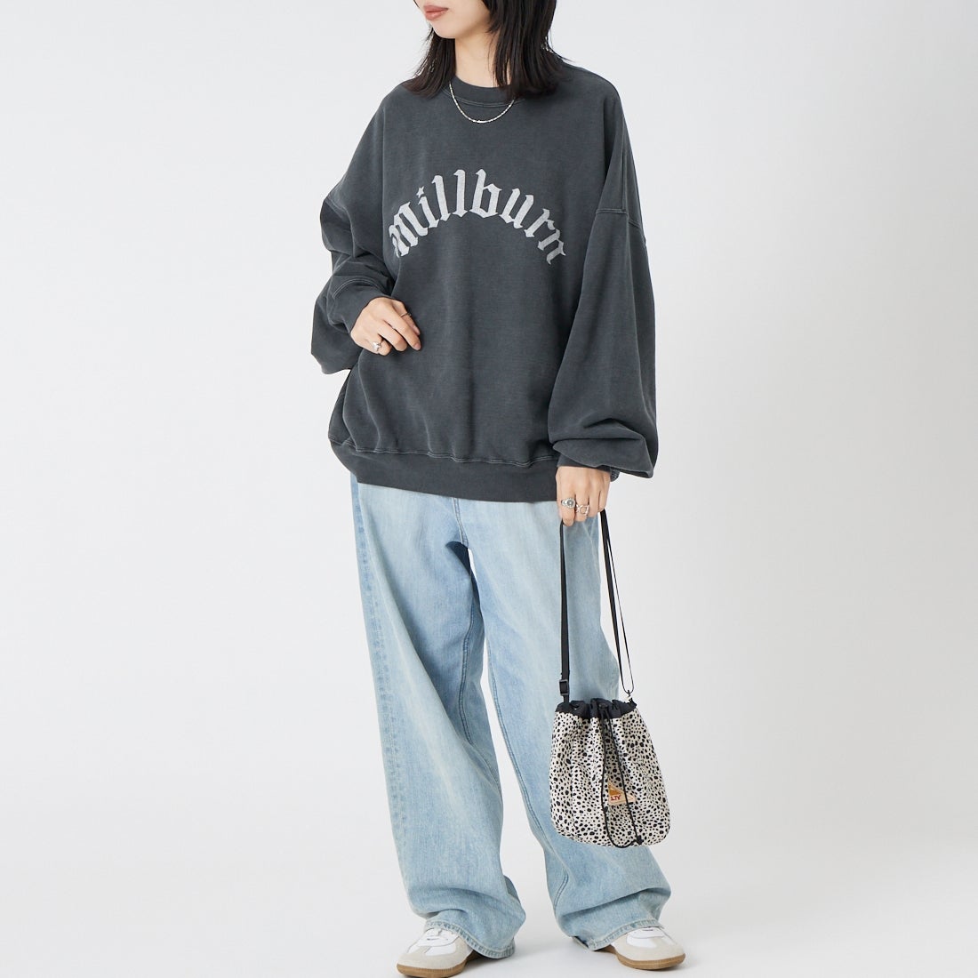 REMI RELIEF [レミレリーフ] 別注 SP加工裏毛BIGサイズクルースウェット [RN31393272-JF] BLACK