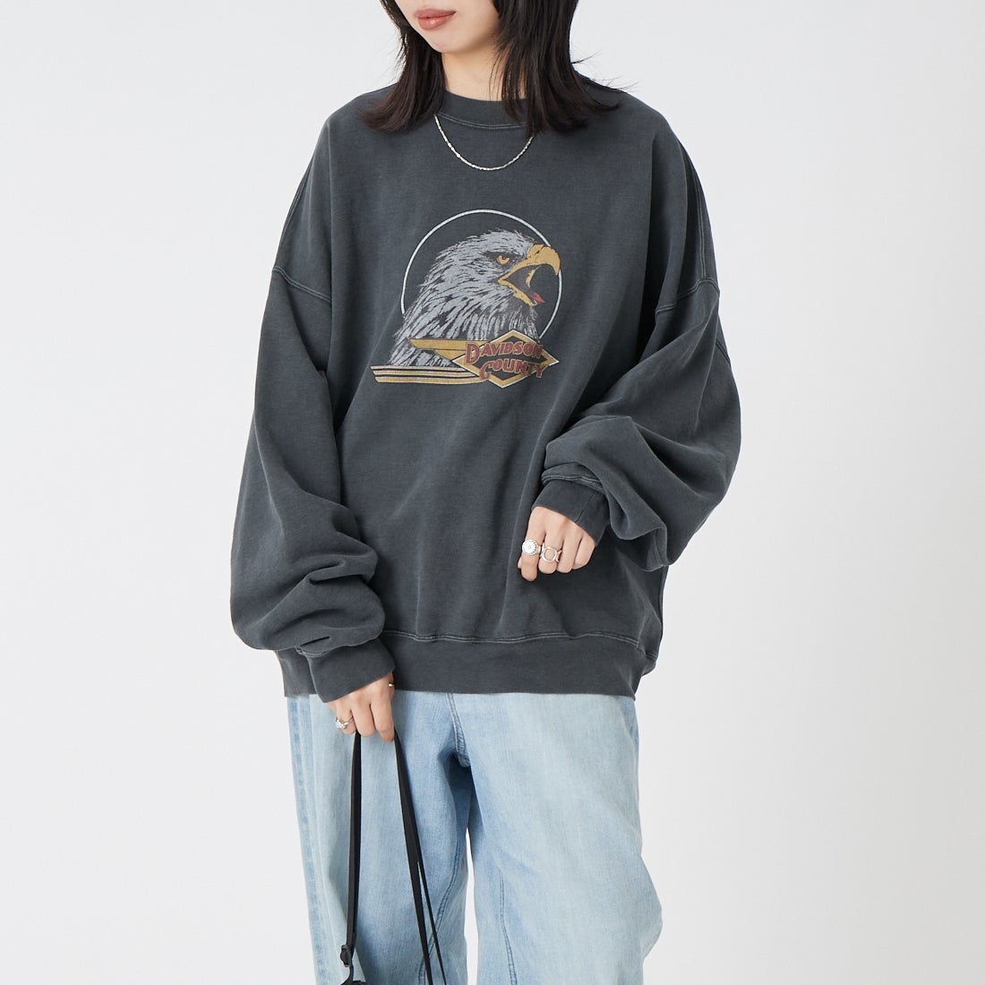 REMI RELIEF [レミレリーフ] 別注 SP加工裏毛BIGサイズクルースウェット [RN31393273-JF] BLACK