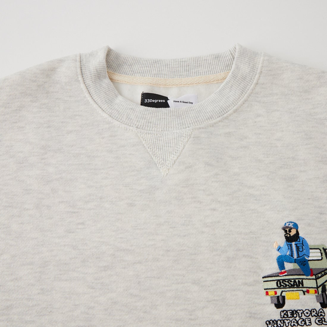 33Degrees [サーティスリーディグリーズ] HIGEOZI3 サガラ刺繍クルースウェット [TDR-264-098] B OATMEAL