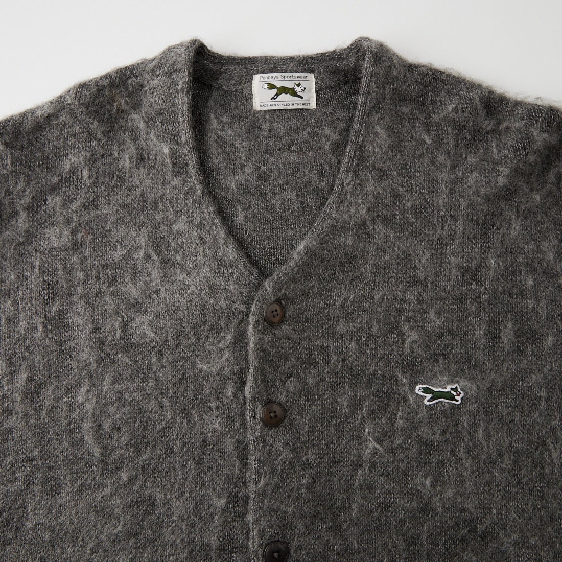 THE FOX [ザフォックス] 別注 ワンポイントロゴ シャギーモヘアカーディガン [JFL26AW-05-JF] GRAY