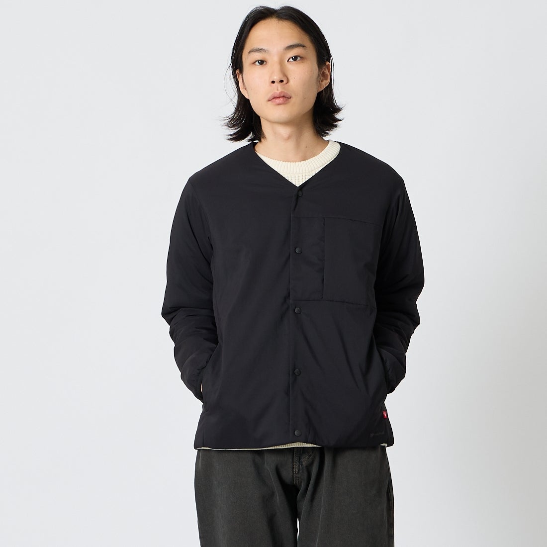 Snow Peak [スノーピーク] Flexible Insulated インサレーションカーディガン [100261JK11] BLACK &&モデル身長：175cm 着用サイズ：M&&