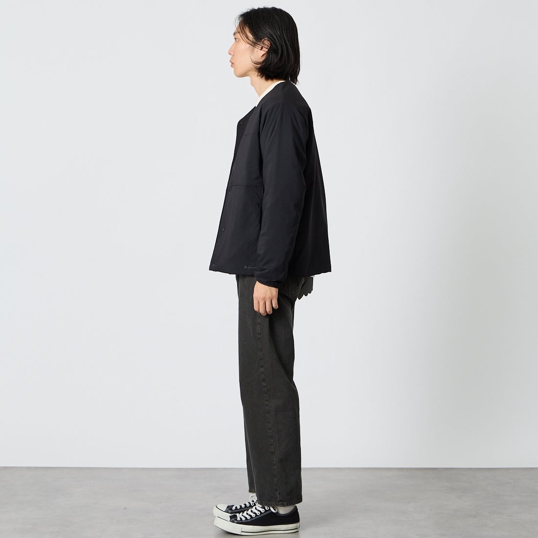 Snow Peak [スノーピーク] Flexible Insulated インサレーションカーディガン [100261JK11] BLACK &&モデル身長：175cm 着用サイズ：M&&