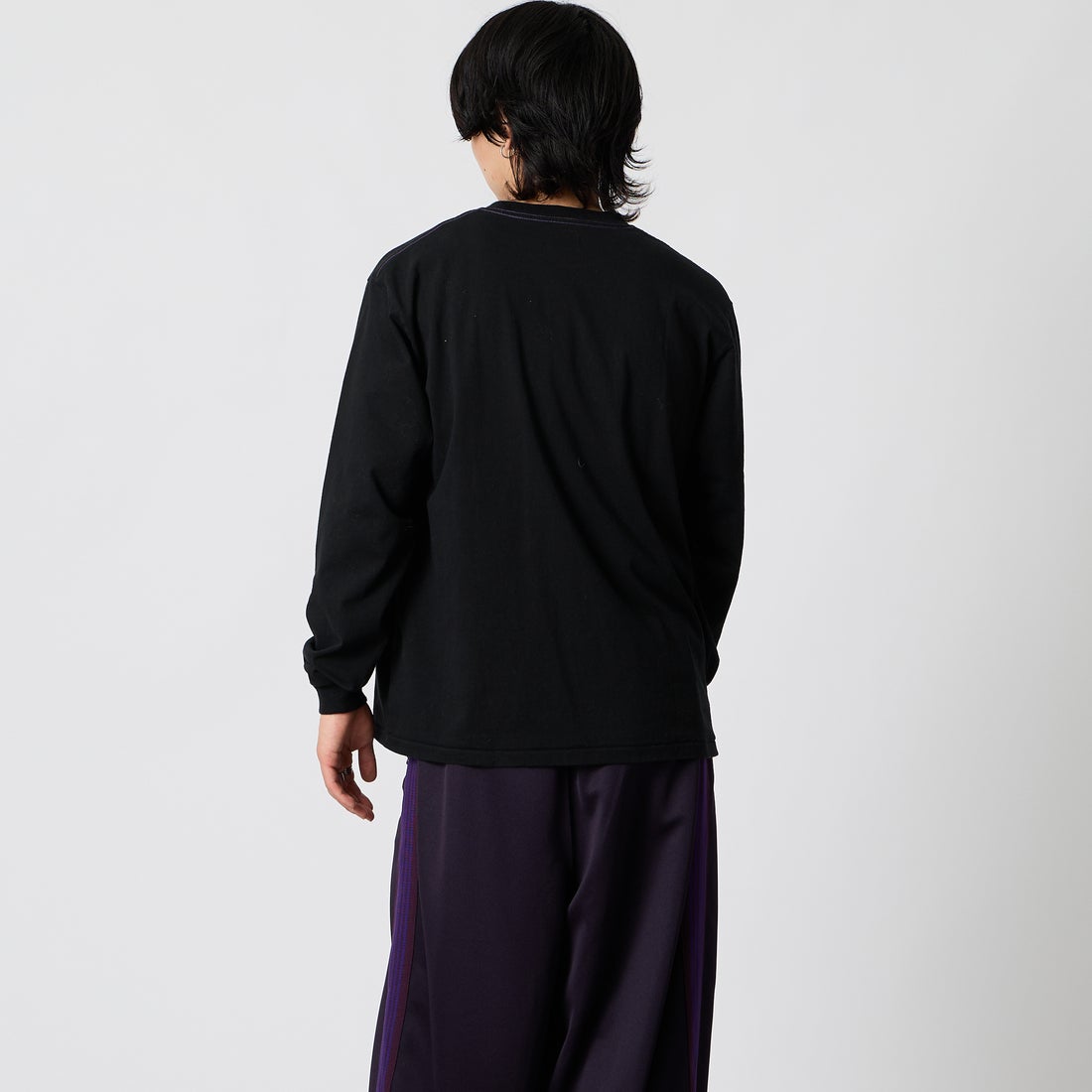Needles [ニードルズ] ロングスリーブポケットTシャツ [TY398] F BLACK &&モデル身長：177cm 着用サイズ：M&&