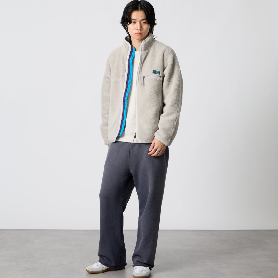 L.L.BEAN [エルエルビーン] トップシャム ボア フリース ジャケット [6575-6035] 69 SILVER &&モデル身長：177cm 着用サイズ：S&&