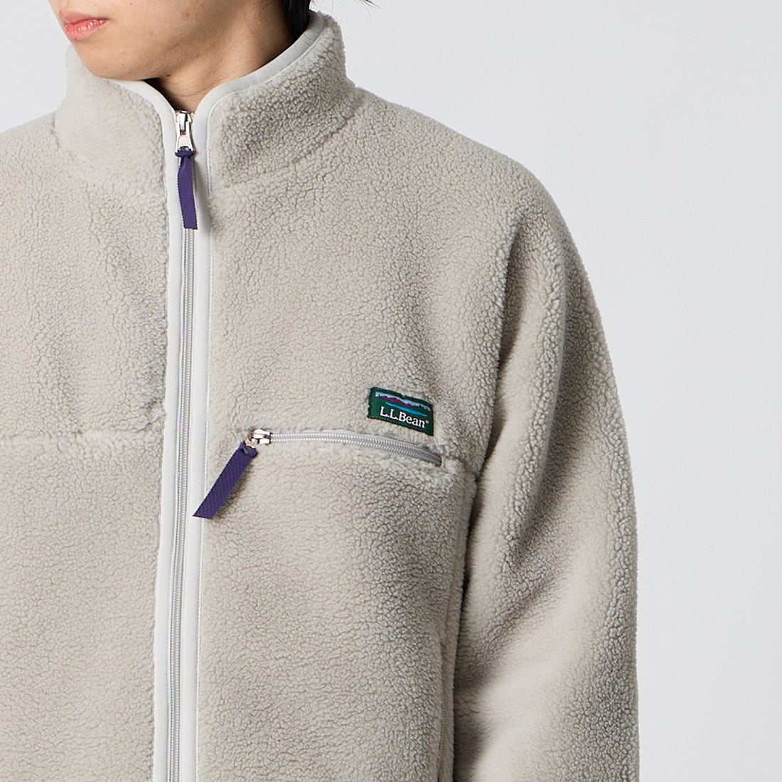 L.L.BEAN [エルエルビーン] トップシャム ボア フリース ジャケット [6575-6035] 69 SILVER &&モデル身長：177cm 着用サイズ：S&&