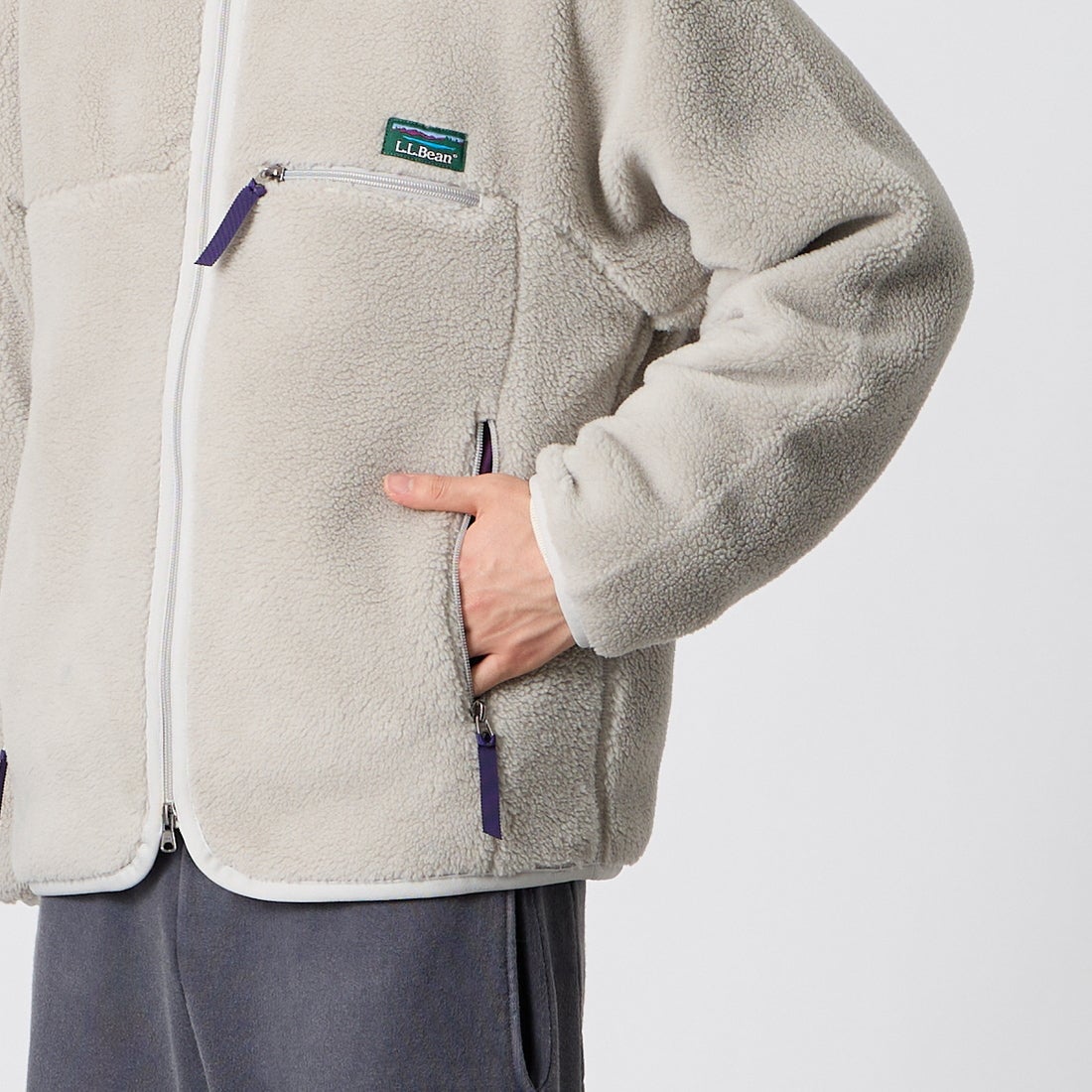 L.L.BEAN [エルエルビーン] トップシャム ボア フリース ジャケット [6575-6035] 69 SILVER &&モデル身長：177cm 着用サイズ：S&&