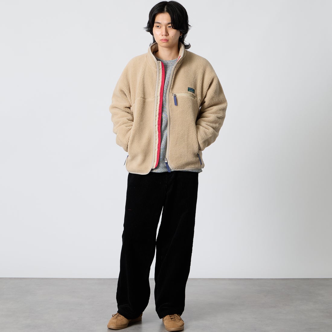 L.L.BEAN [エルエルビーン] トップシャム ボア フリース ジャケット [6575-6035]71 LT BEIG &&モデル身長：177cm 着用サイズ：S&&