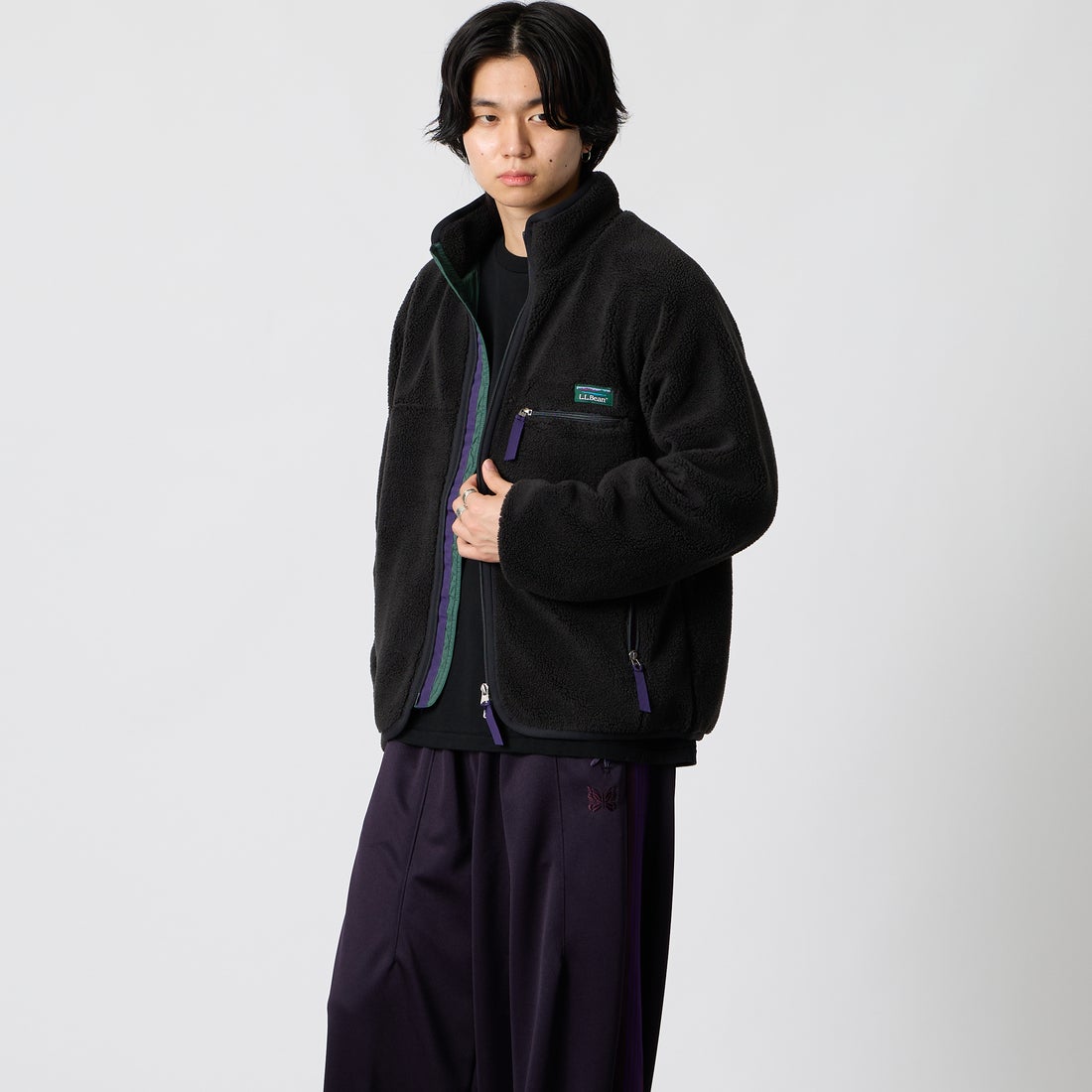L.L.BEAN [エルエルビーン] トップシャム ボア フリース ジャケット [6575-6035]39 CHARCOA &&モデル身長：177cm 着用サイズ：S&&
