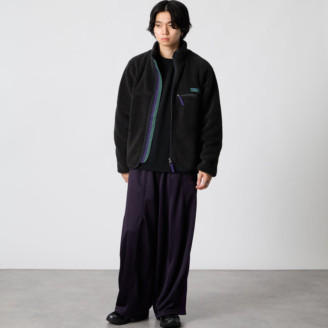 L.L.BEAN [エルエルビーン] トップシャム ボア フリース ジャケット [6575-6035]39 CHARCOA &&モデル身長：177cm 着用サイズ：S&&