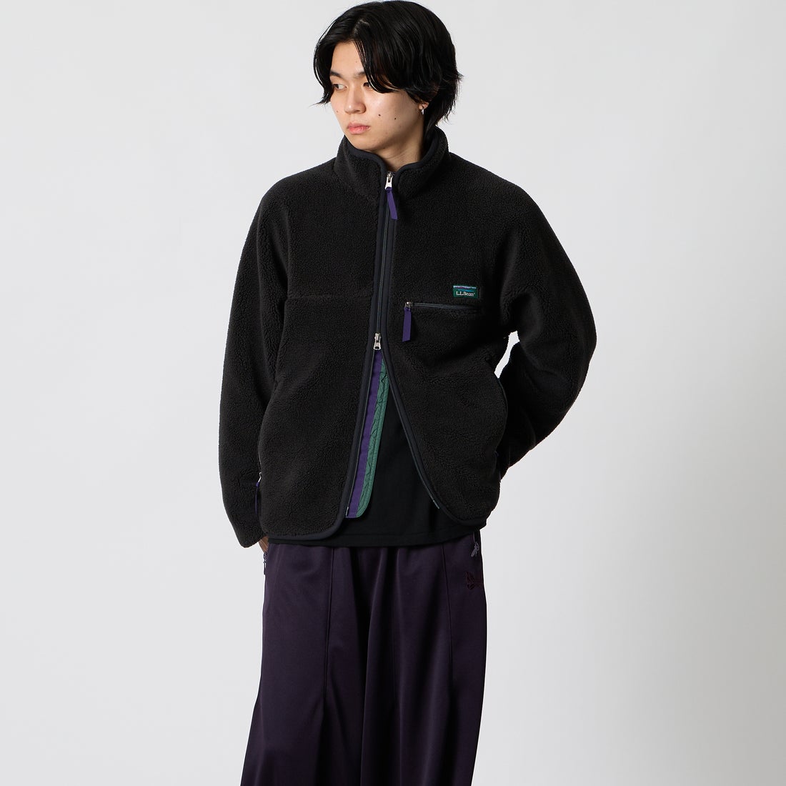 L.L.BEAN [エルエルビーン] トップシャム ボア フリース ジャケット [6575-6035]39 CHARCOA &&モデル身長：177cm 着用サイズ：S&&