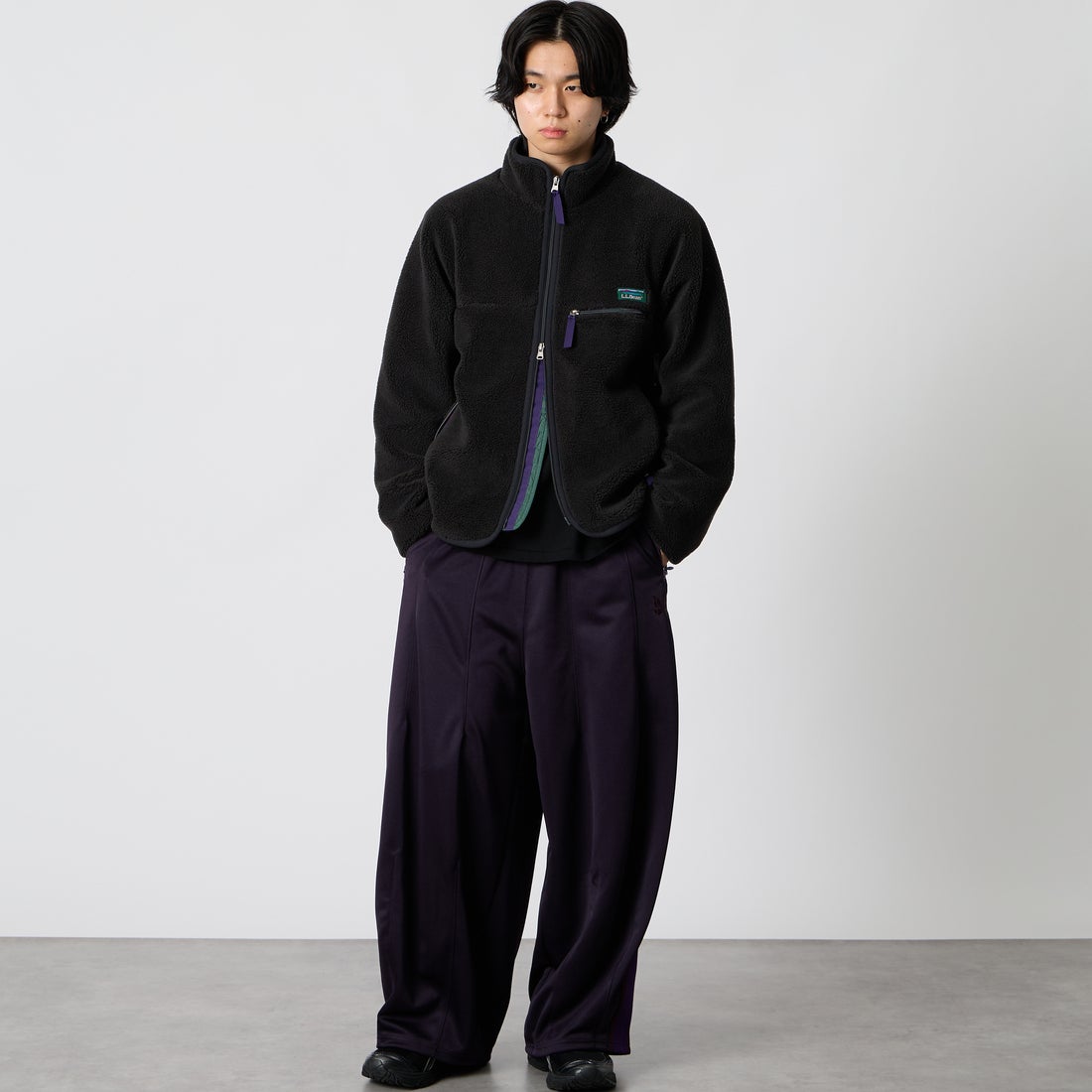L.L.BEAN [エルエルビーン] トップシャム ボア フリース ジャケット [6575-6035]39 CHARCOA &&モデル身長：177cm 着用サイズ：S&&