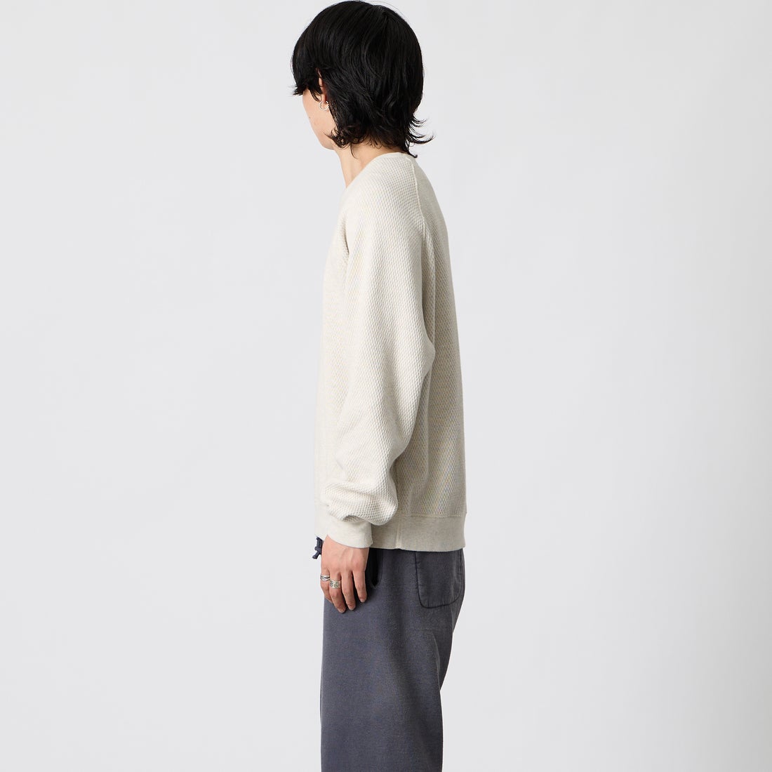 GOLD [ゴールド] ヘビーサーマル ラグランクルーネック [GL69771] 131 OATMEA &&モデル身長：177cm 着用サイズ：M&&