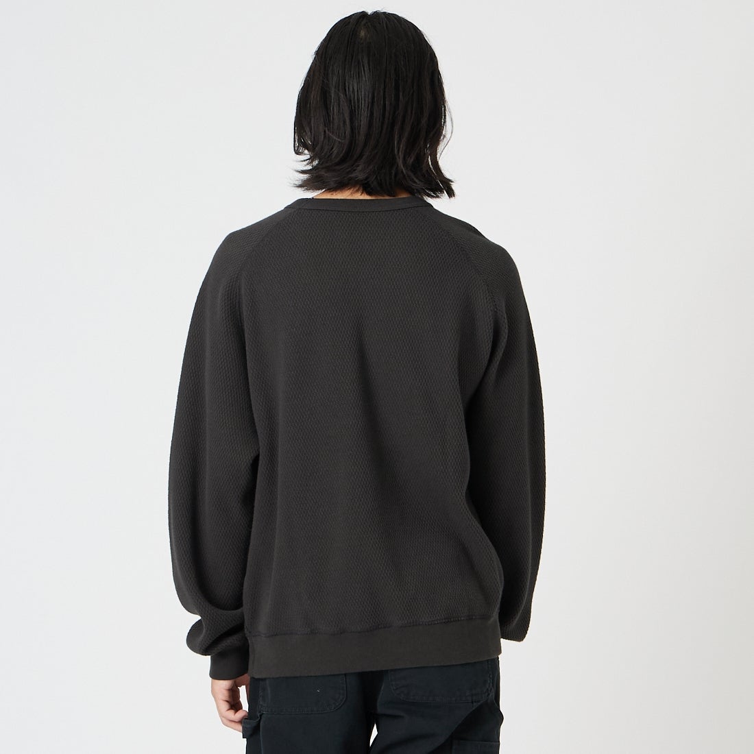 GOLD [ゴールド] ヘビーサーマル ラグランクルーネック [GL69771] 116 C.GRAY &&モデル身長：175cm 着用サイズ：M&&