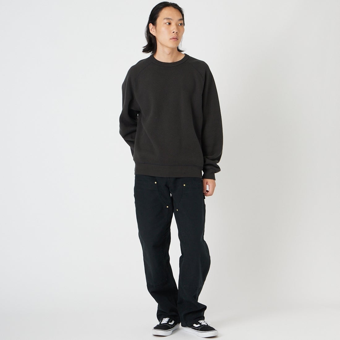 GOLD [ゴールド] ヘビーサーマル ラグランクルーネック [GL69771] 116 C.GRAY &&モデル身長：175cm 着用サイズ：M&&