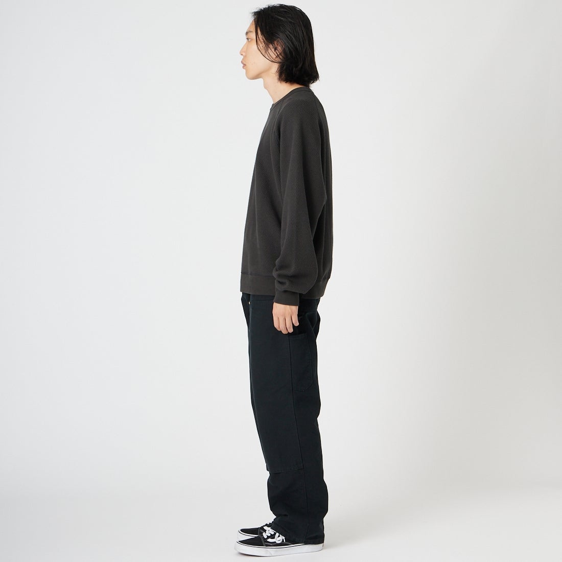 GOLD [ゴールド] ヘビーサーマル ラグランクルーネック [GL69771] 116 C.GRAY &&モデル身長：175cm 着用サイズ：M&&