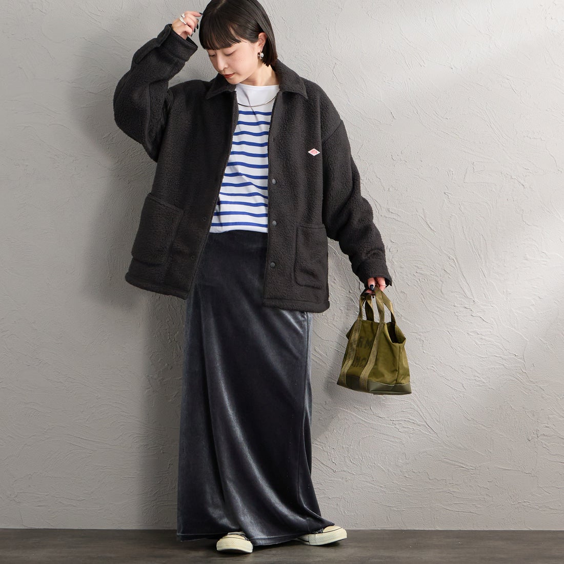 DANTON [ダントン] ボアフリース カバーオールジャケット [DT-A0800WNN] BLACK