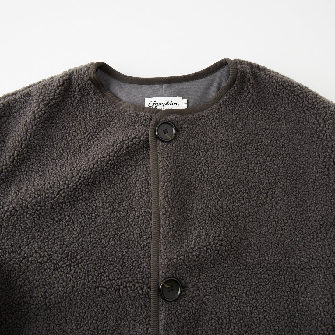 Gymphlex [ジムフレックス] ボア カラーレスジャケット [GY-A0851BOL] COAL GREY