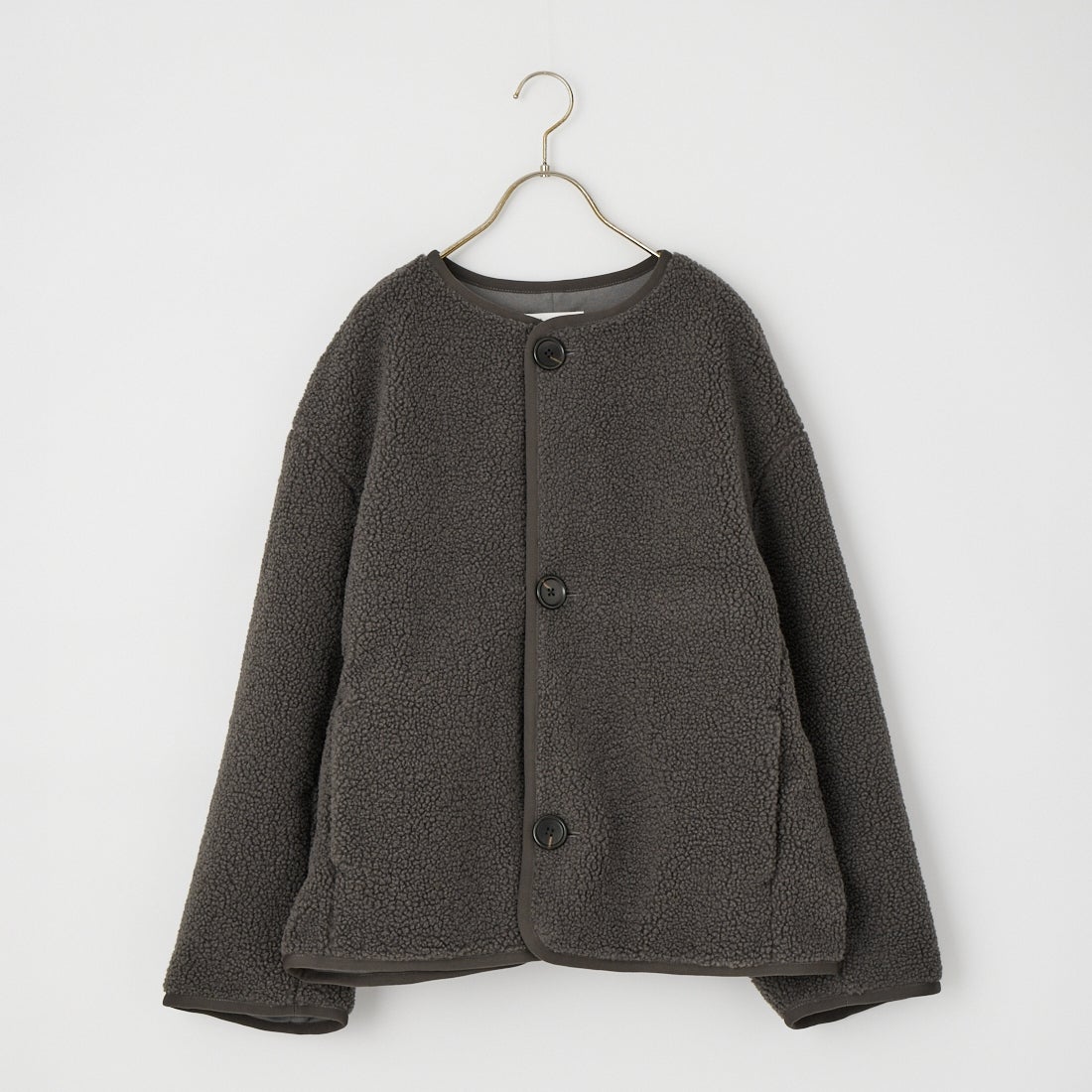 Gymphlex [ジムフレックス] ボア カラーレスジャケット [GY-A0851BOL] COAL GREY