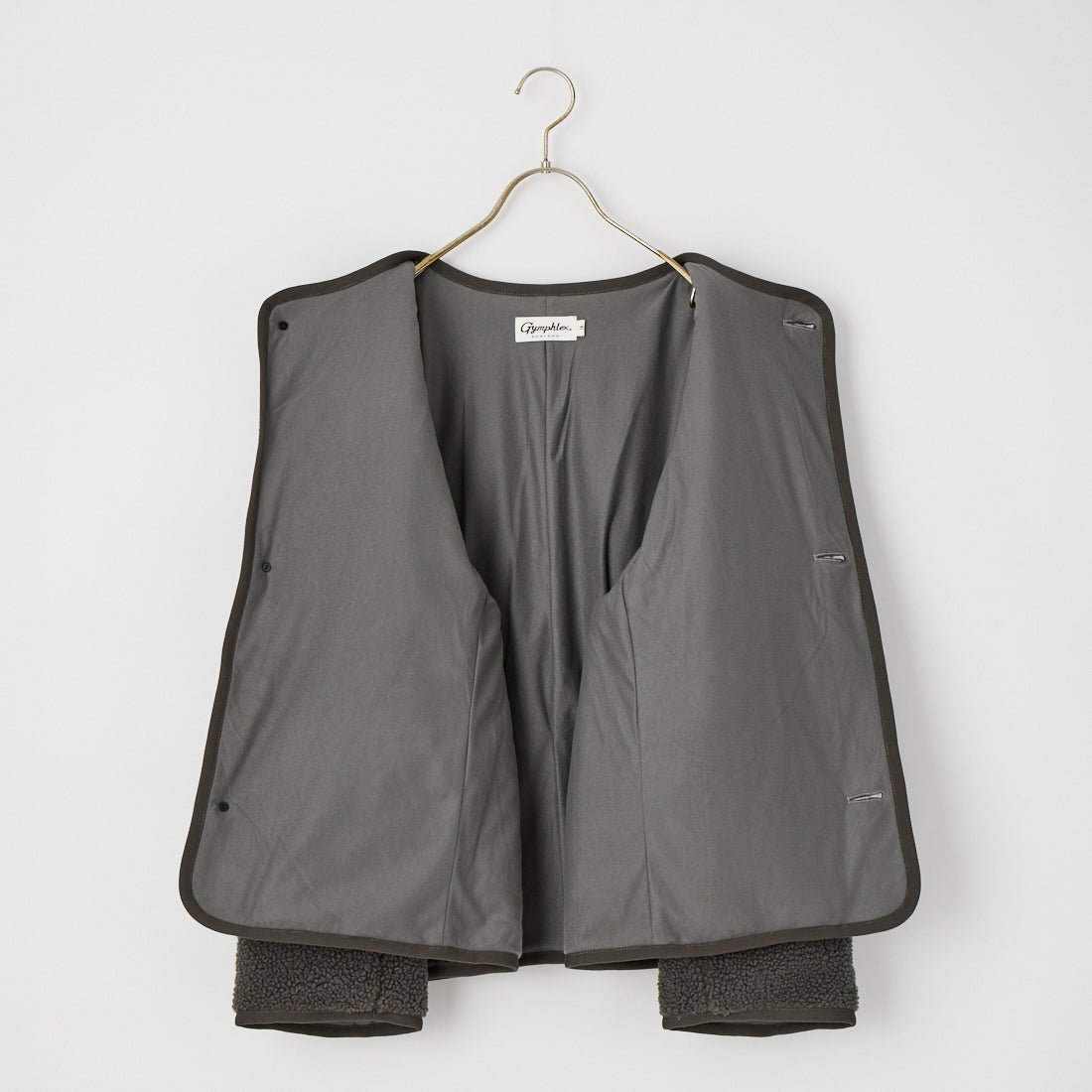 Gymphlex [ジムフレックス] ボア カラーレスジャケット [GY-A0851BOL] COAL GREY