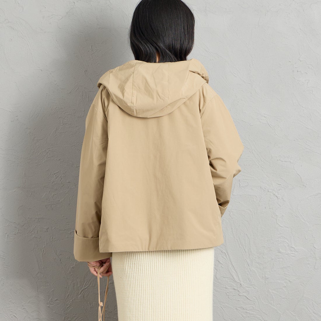 DANTON [ダントン] フードジャケット [DT-A0673KTF] BEIGE &&モデル身長：162cm 着用サイズ：34&&
