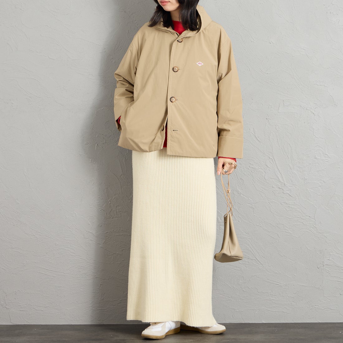 DANTON [ダントン] フードジャケット [DT-A0673KTF] BEIGE &&モデル身長：162cm 着用サイズ：34&&
